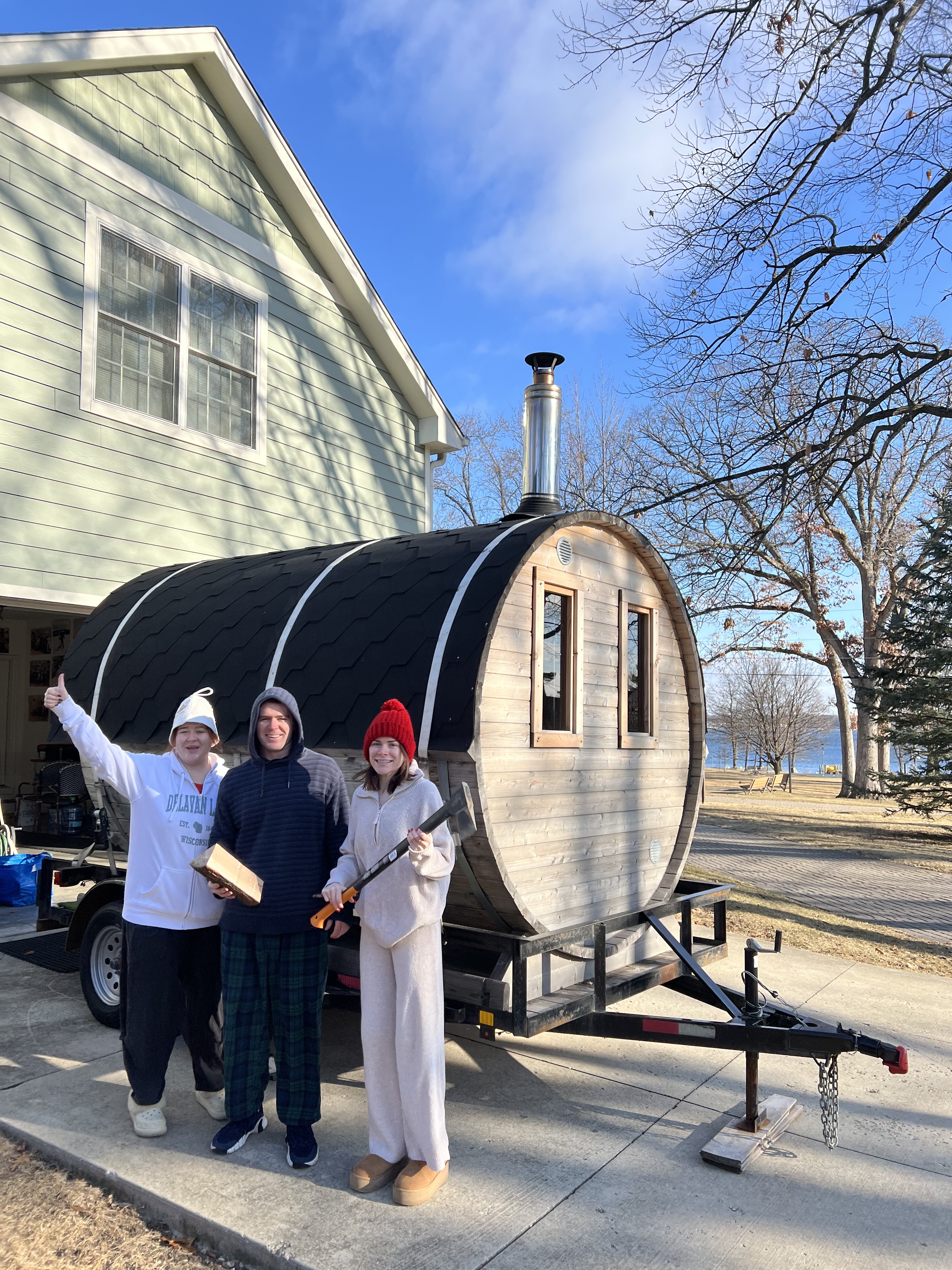 Happy customers enjoying the sauna