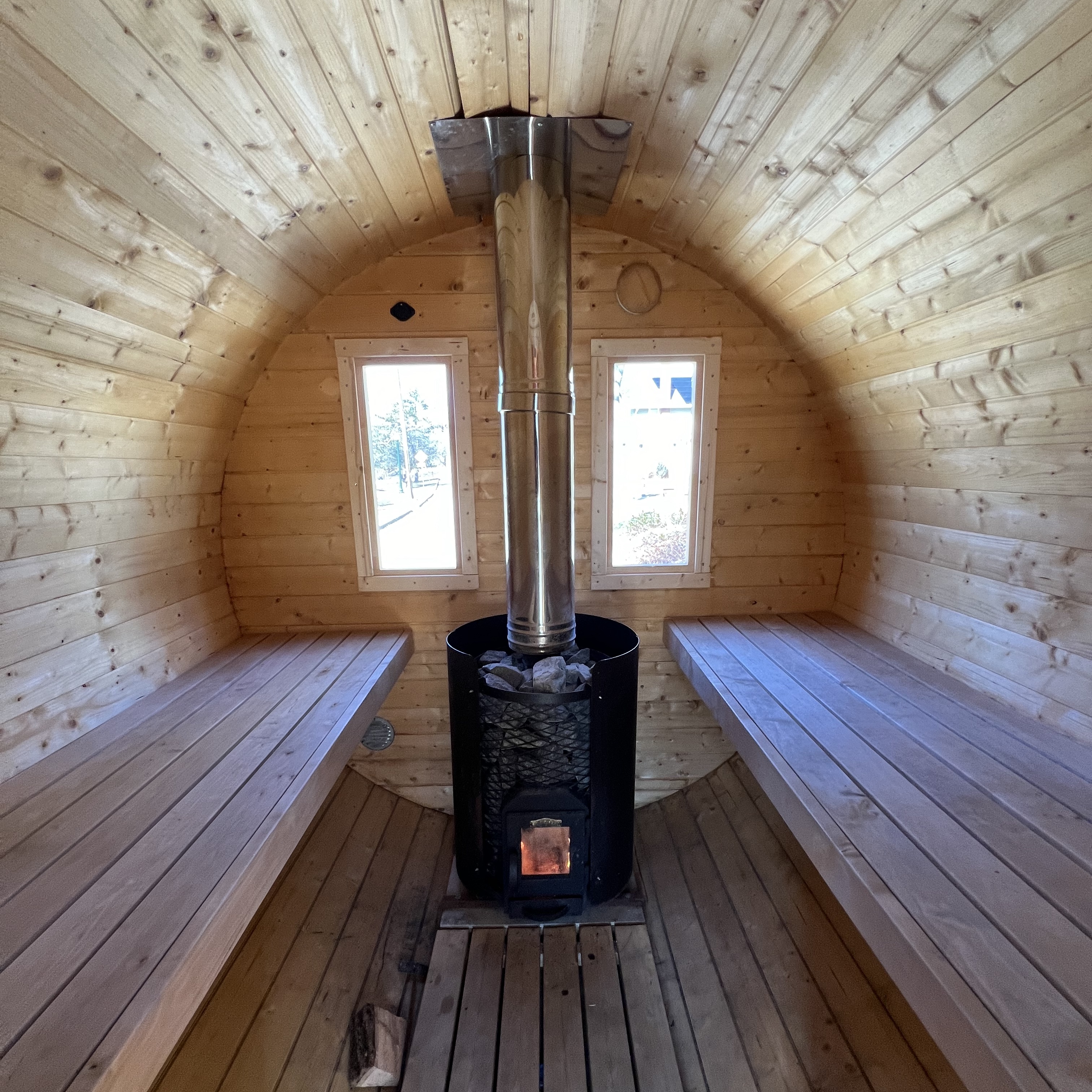 Interior spruce benches